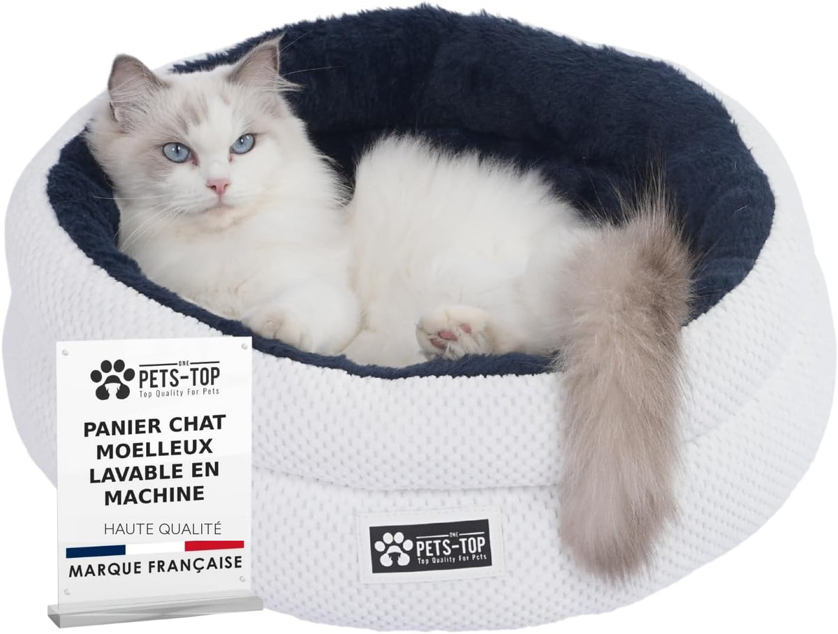 Panier chat moelleux – coussin doux et confortable – One PETS-TOP – en situation
