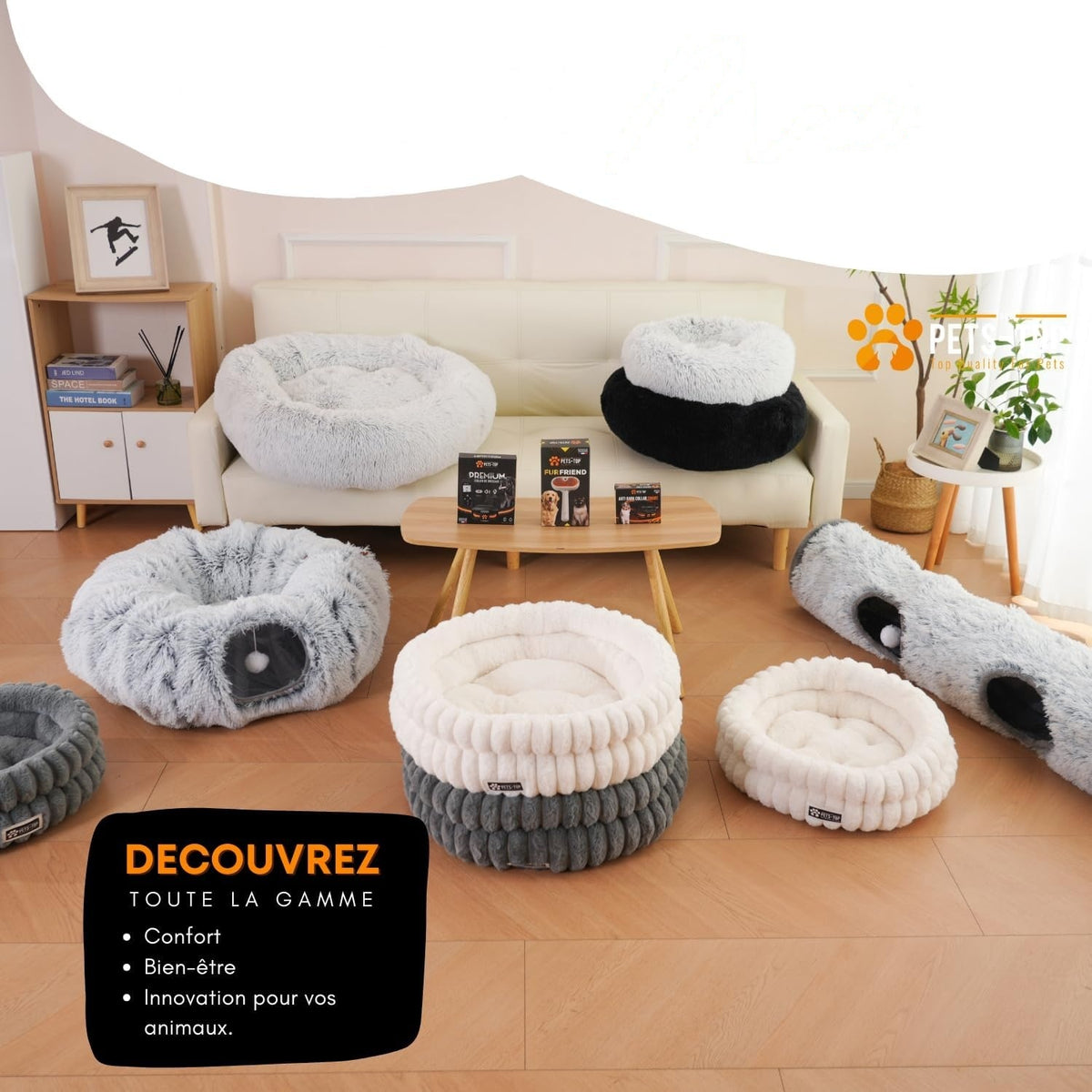 Panier chat moelleux – coussin doux et confortable – One PETS-TOP – vue 2