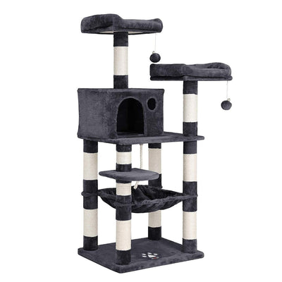 Arbre À Chat, Stable Avec Niche, Hauteur De 143 Cm, Gris Clair Pct15W - One PETS-TOP