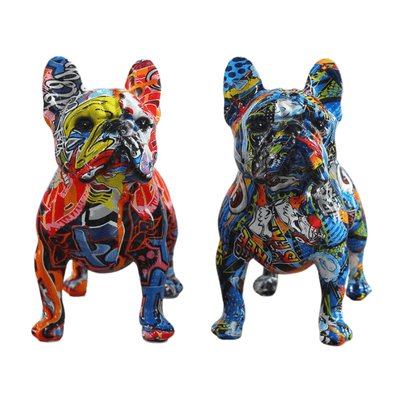 Bulldog Coloré En Résine - Artisanat Diy Unique - One PETS-TOP