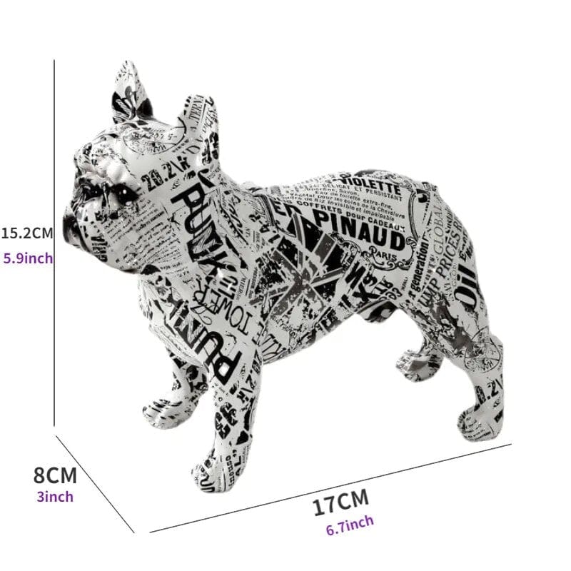 Bulldog Coloré En Résine - Artisanat Diy Unique - One PETS-TOP