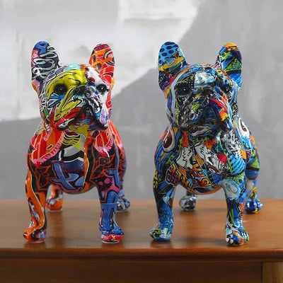 Bulldog Coloré En Résine - Artisanat Diy Unique - One PETS-TOP