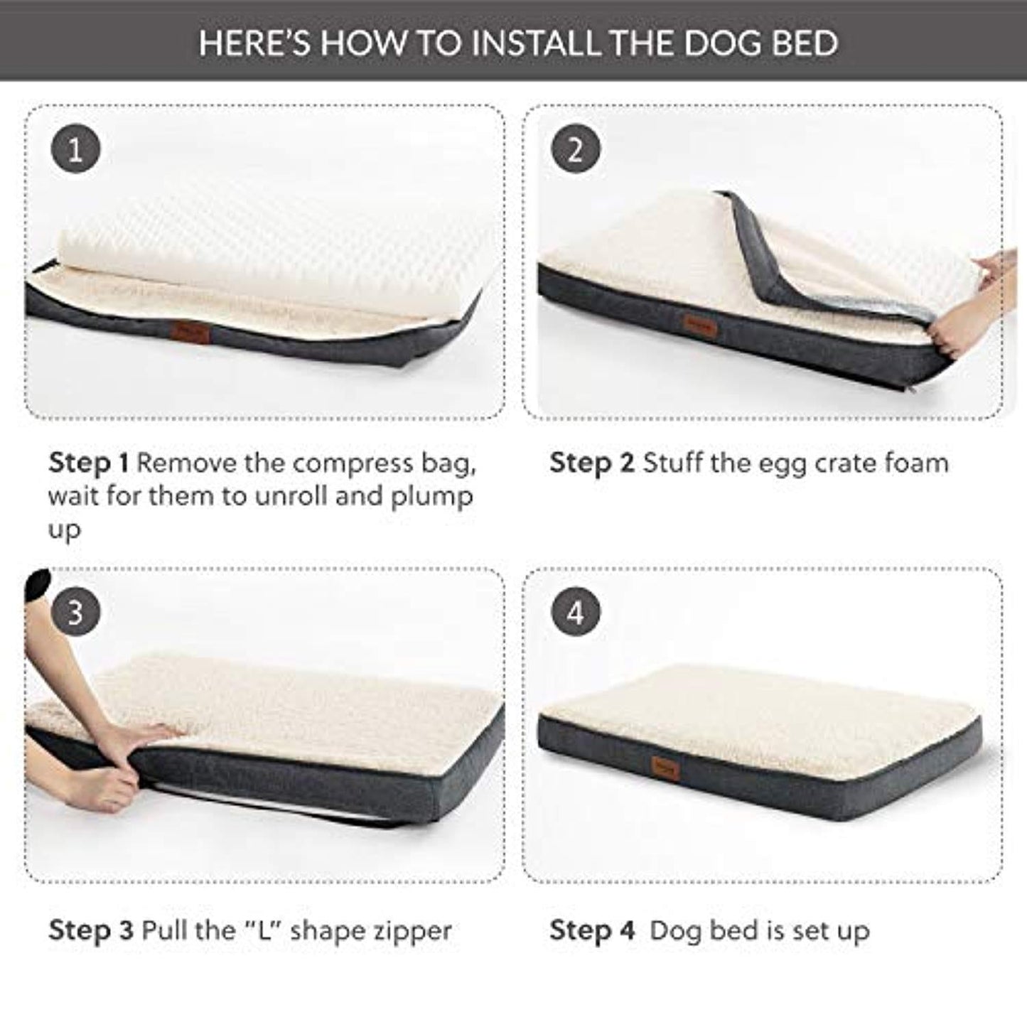 One Pets - Top Coussin Chien Grande Taille Dehoussable - Tapis Chien Orthopédique 112X81X7.6Cm - Lit Pour Chien En Mousse Avec Revêtement De Peluche - Matelas Pour Chien Lavable Et Antidérapant - One PETS - TOP