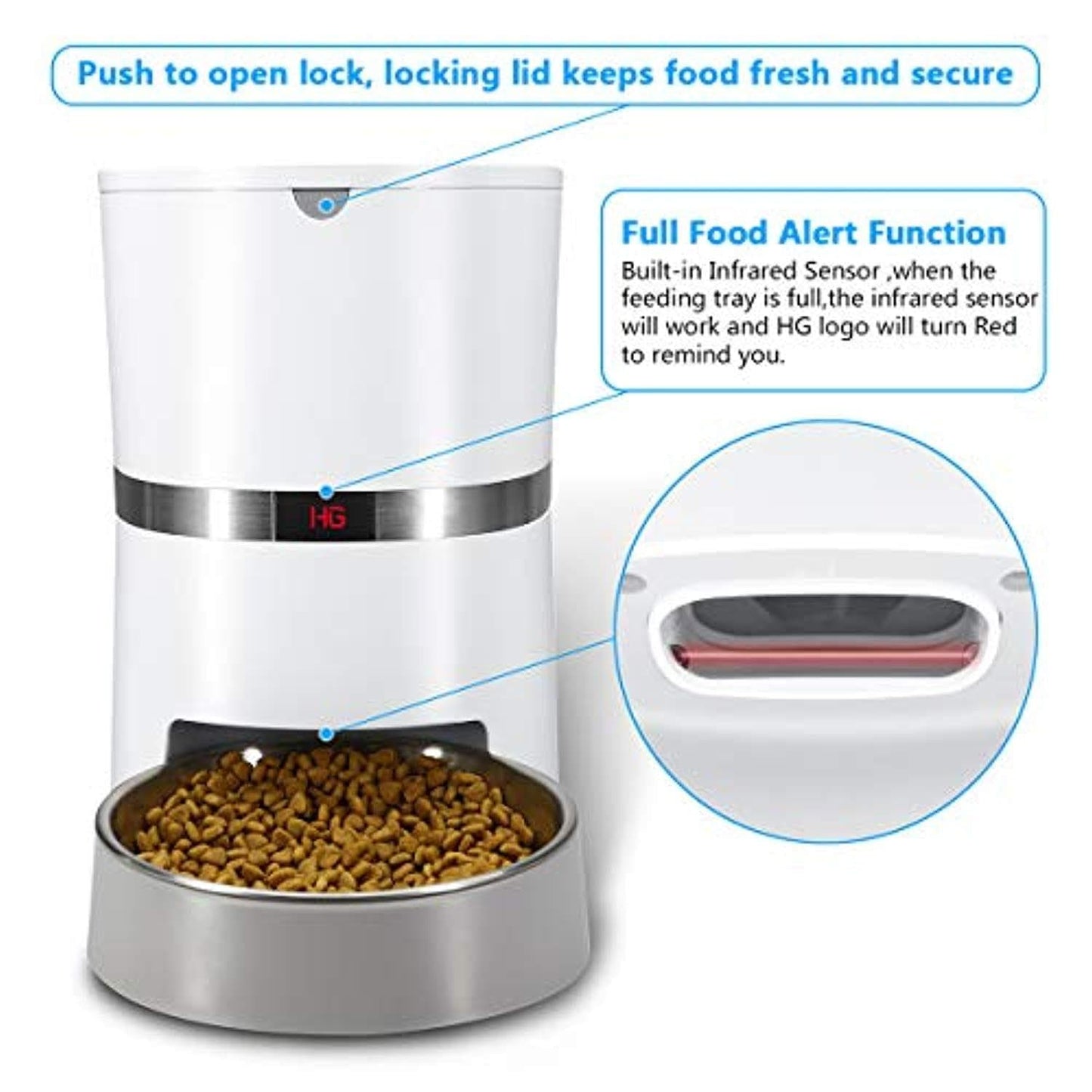 Distributeur Automatique Pour Animaux Domestiques, Chien Chat Distributeur De Nourriture&Gamelle En Inox, Contrôle De Portion Et Enregistrement Vocal- Supporte Batterie Et Adaptateur - One PETS-TOP