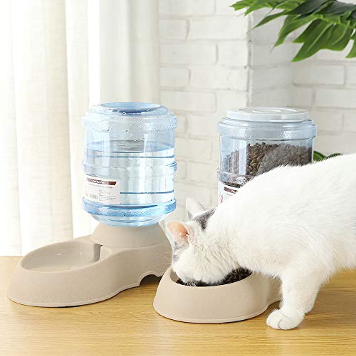 Distributeur De Nourriture/Eau Fontaine Automatique-3.75Lx 2 Pièces- Alimentation Pour Chien/Chat/Croquettes Accesoires Gamelle Animaux Domestiques (Pas Besoin De Batterie) - One PETS-TOP