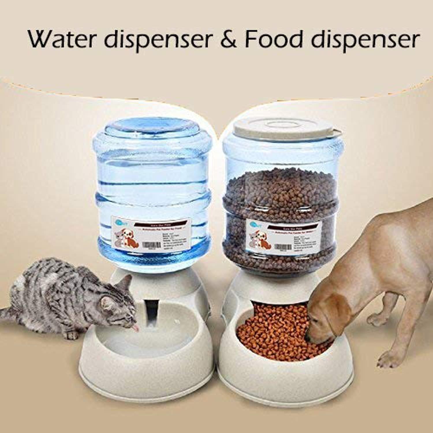 Distributeur De Nourriture/Eau Fontaine Automatique-3.75Lx 2 Pièces- Alimentation Pour Chien/Chat/Croquettes Accesoires Gamelle Animaux Domestiques (Pas Besoin De Batterie) - One PETS-TOP