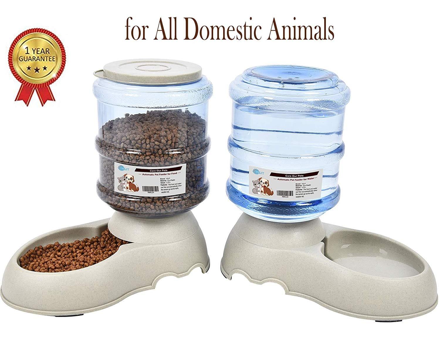 Distributeur De Nourriture/Eau Fontaine Automatique-3.75Lx 2 Pièces- Alimentation Pour Chien/Chat/Croquettes Accesoires Gamelle Animaux Domestiques (Pas Besoin De Batterie) - One PETS-TOP