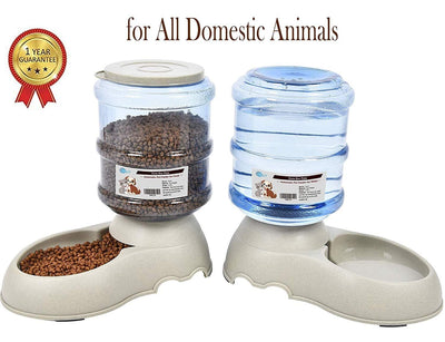 Distributeur De Nourriture/Eau Fontaine Automatique-3.75Lx 2 Pièces- Alimentation Pour Chien/Chat/Croquettes Accesoires Gamelle Animaux Domestiques (Pas Besoin De Batterie) - One PETS-TOP
