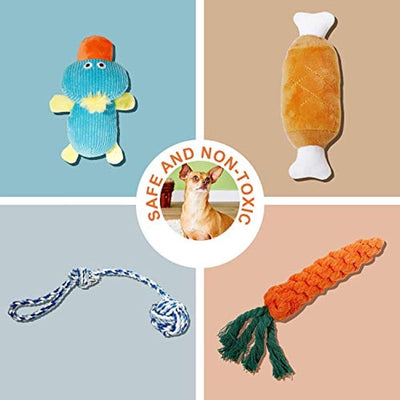 Jouet Chiot Chien- 7 Pcs Jouets Durables Pour Chiens Pour Chiots/Petits Chiens. Jouet À Mâcher Corde De Dentition Pour Chiot Et Jouet De Chien En Peluche Avec Sac À Linge - Coton Naturel - One PETS-TOP