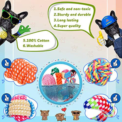 Lot De 10 Jouets Chien Chiot, Durables Jouet Corde Chien, Jouet À Mâcher Corde De Dentition Pour Petit Et Moyen Chien, Jouet Interactif Chien Avec Cordon De Tirage Frisbee Balle Duck Carotte - One PETS-TOP