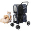 Poussette Double Pour Petits Et Moyens Chiens Et Chats，Poussette Double Pour Animaux De Compagnie Avec Support Amovible - One PETS-TOP