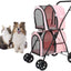 Poussette Double Pour Petits Et Moyens Chiens Et Chats，Poussette Double Pour Animaux De Compagnie Avec Support Amovible - One PETS-TOP