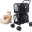 Poussette Double Pour Petits Et Moyens Chiens Et Chats，Poussette Double Pour Animaux De Compagnie Avec Support Amovible - One PETS-TOP