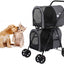 Poussette Double Pour Petits Et Moyens Chiens Et Chats，Poussette Double Pour Animaux De Compagnie Avec Support Amovible - One PETS-TOP