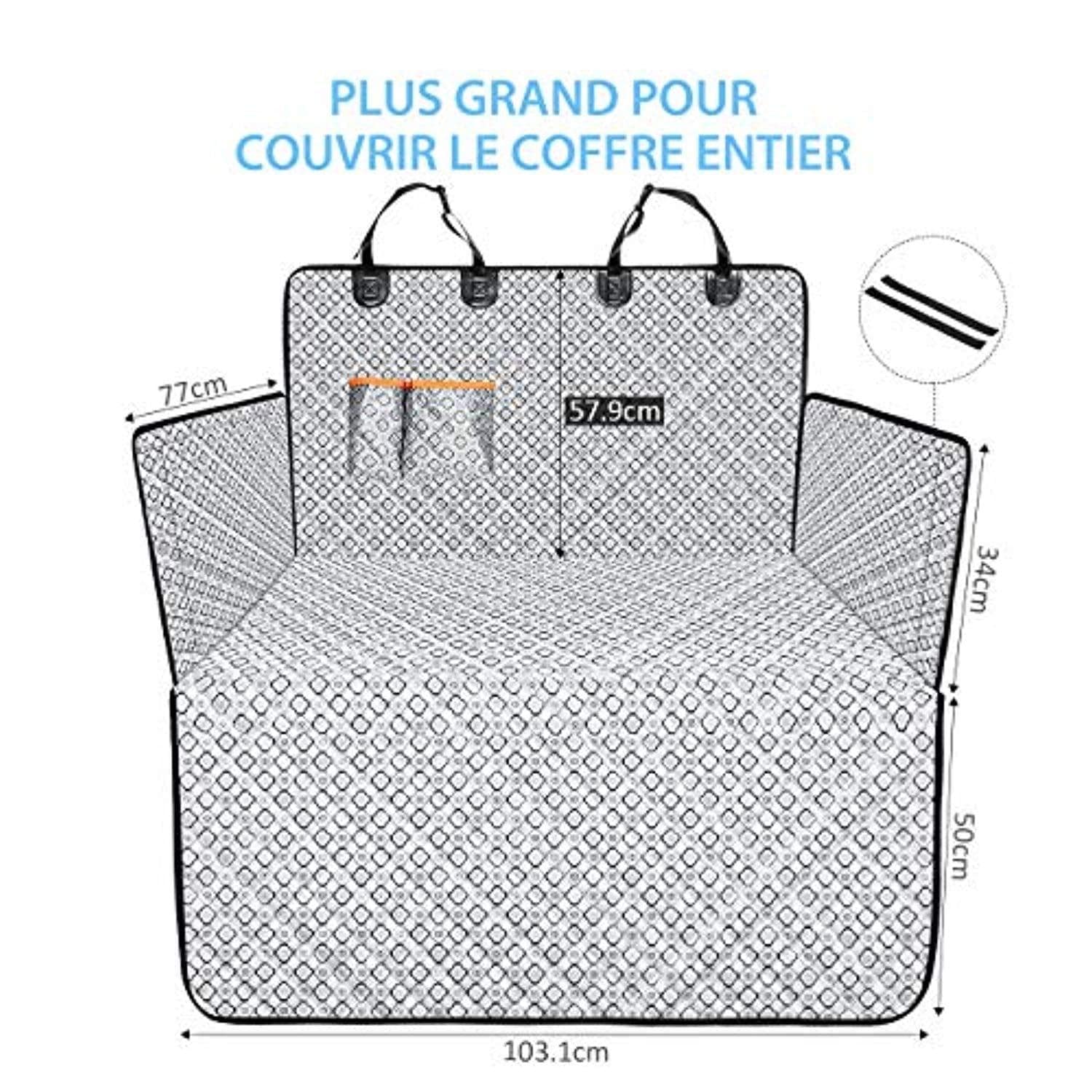 Protection Coffre Voiture Chien Étanche 100%, Housse Protection Coffre Antidérapante, Housse Voiture Chien Supérieure, Tapis Pique Niques, Compatible Avec La Plupart Des Suv, Argent - One PETS-TOP