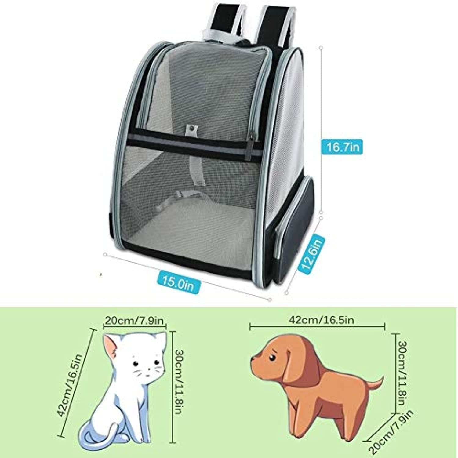 Sac De Transport Chiens Et Chats, Sac À Dos En Maille Pour Animaux Pliable Spacieux Et Respirant Avec Structure Métallique, Panier Stable Et Confortable Pour Voyage En Train, Voiture Ou Avion - One PETS-TOP