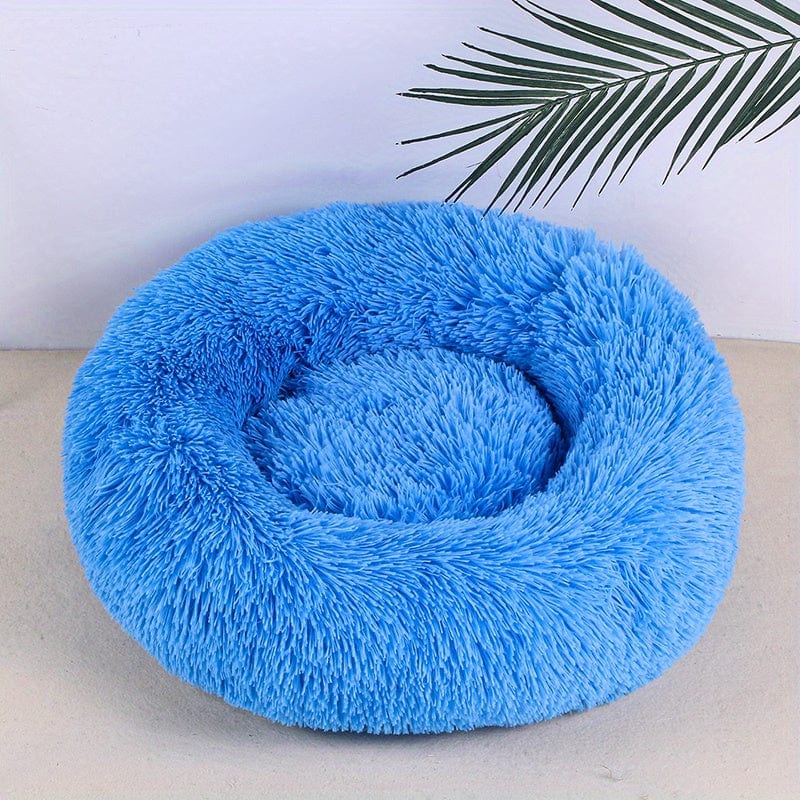 Panier apaisant pour chien & chat – Lit donut moelleux, doux et confortable Bleu / M:50cm Maxi 2.2kg One PETS-TOP