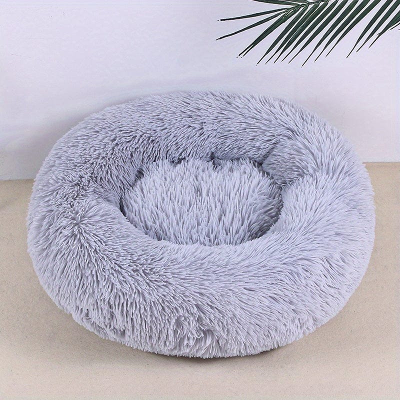 Panier apaisant pour chien & chat – Lit donut moelleux, doux et confortable Gris Clair / L:60cm Maxi 4.5kg One PETS-TOP