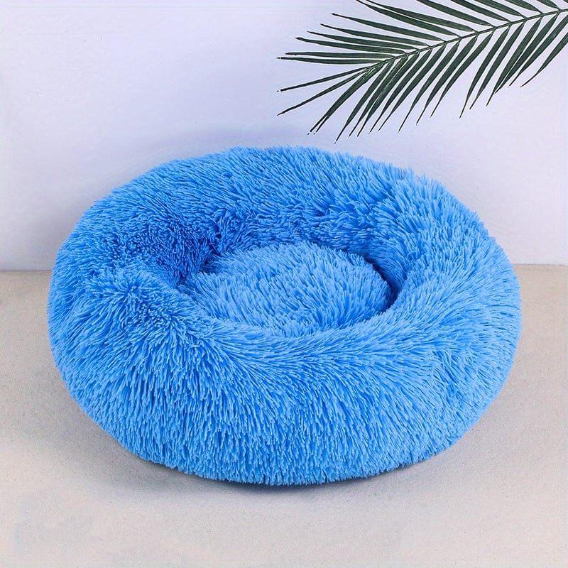 Panier apaisant pour chien & chat – Lit donut moelleux, doux et confortable Bleu / L:60cm Maxi 4.5kg One PETS-TOP