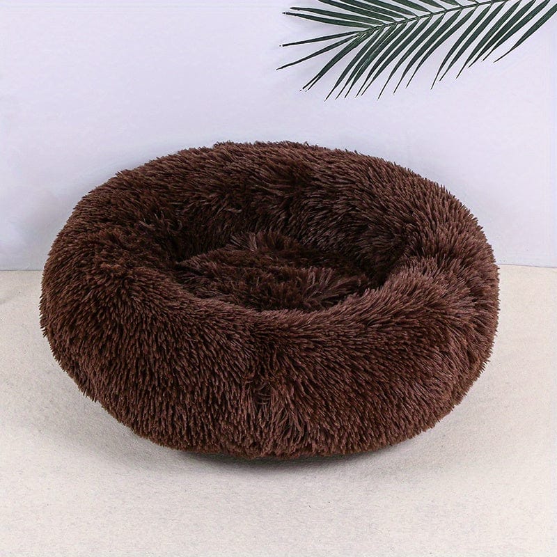 Panier apaisant pour chien & chat – Lit donut moelleux, doux et confortable Marron Foncé / L:60cm Maxi 4.5kg One PETS-TOP