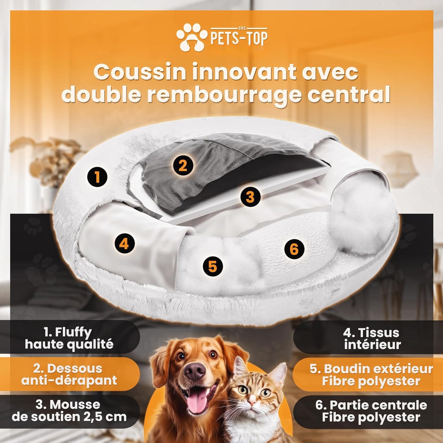 Panier apaisant pour chien – DODO Donut™ orthopédique & anti - stress - One PETS - TOP