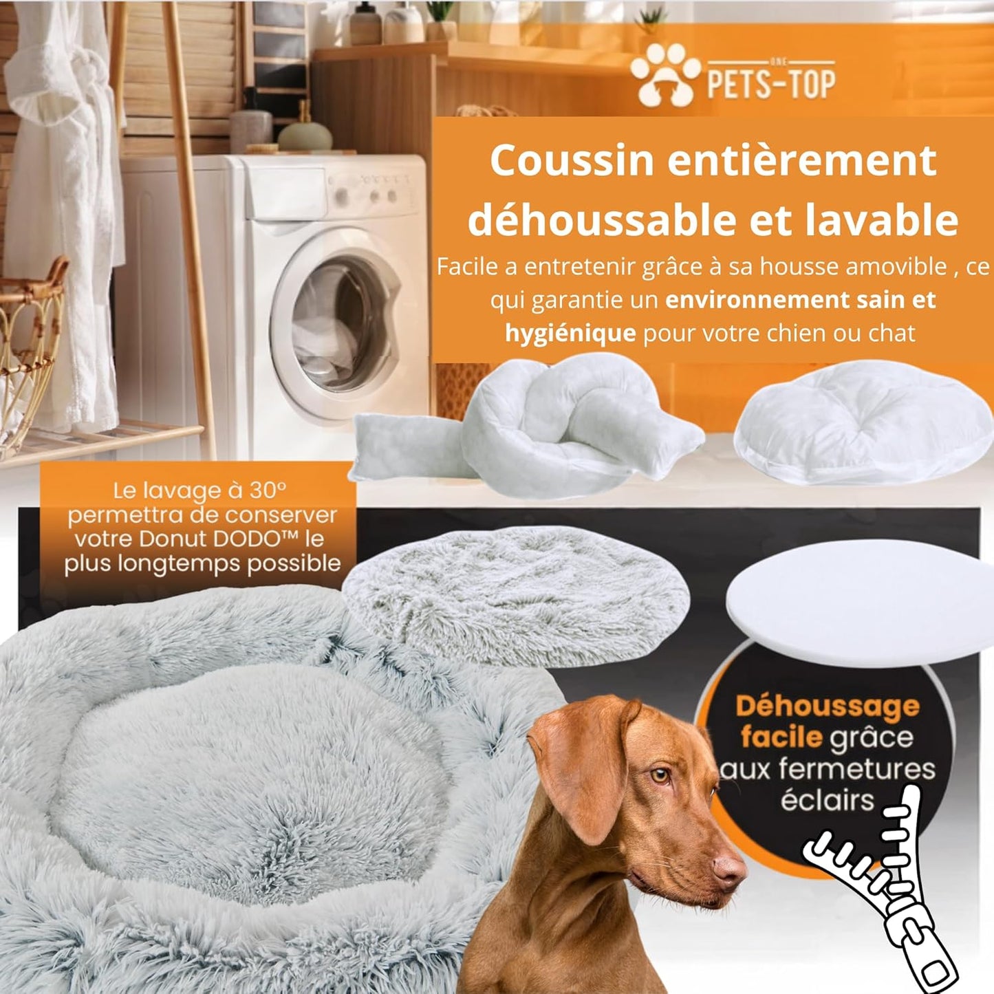 Panier apaisant pour chien – DODO Donut™ orthopédique & anti - stress - One PETS - TOP
