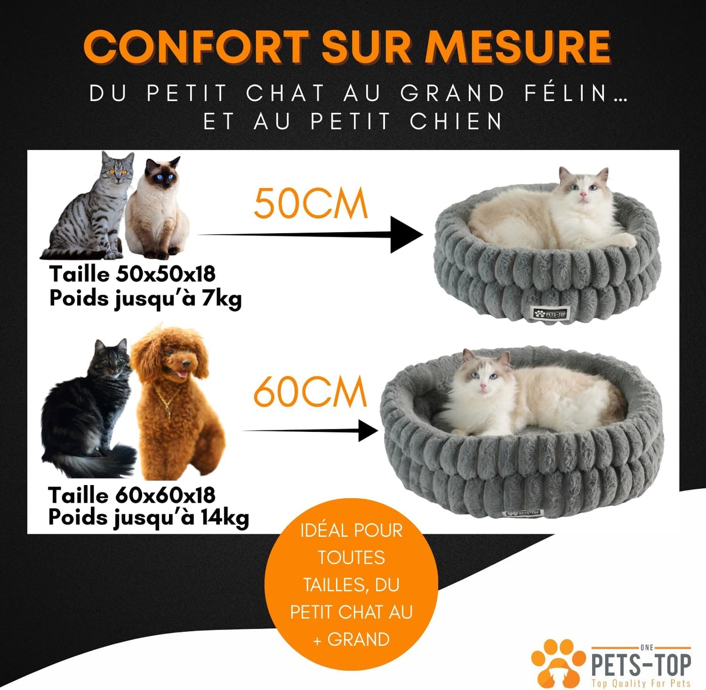 Panier chat moelleux One PETS-TOP – Coussin doux et confortable - Nest Moew