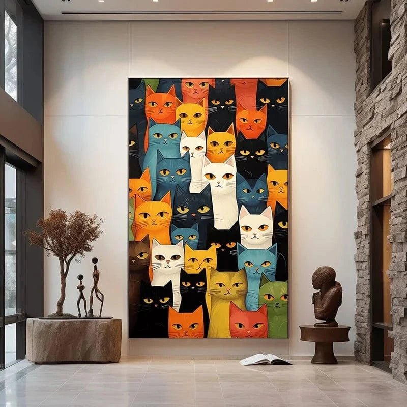 Peinture toile chat mignon – Art mural abstrait coloré déco maison PawLuxe™ - One PETS - TOP