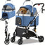 Poussette pliable 3-en-1 pour chats & petits chiens – Jusqu’à 20 kg Bleu & Argent One PETS-TOP