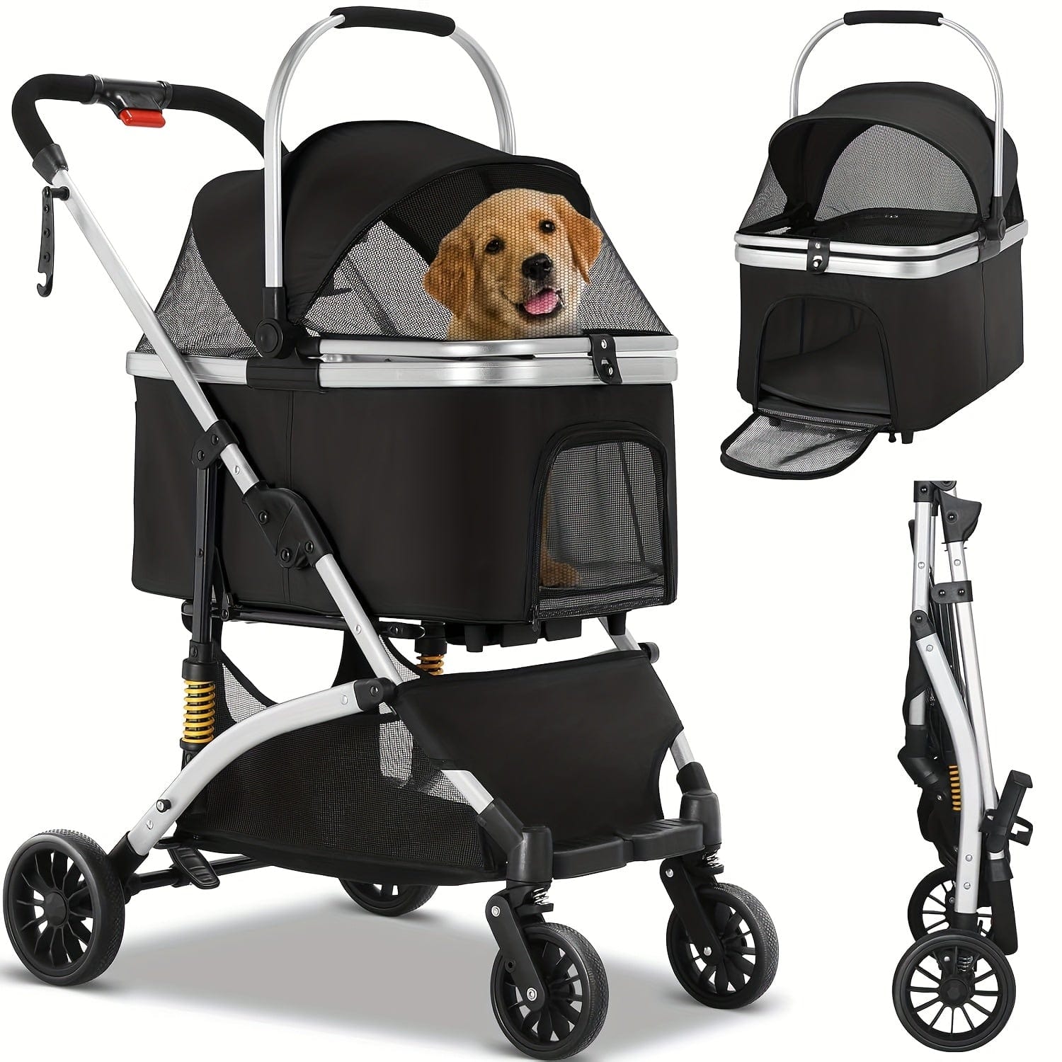 Poussette pliable 3 - en - 1 pour chats & petits chiens – Jusqu’à 20 kg - One PETS - TOP