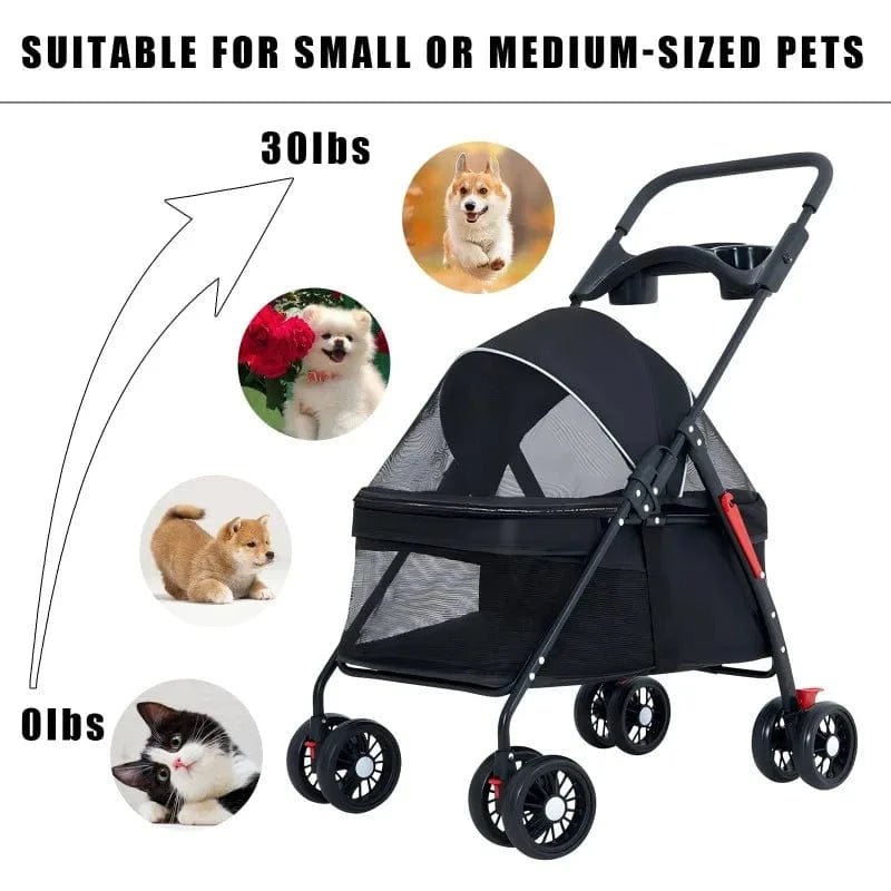 Poussette pliable légère pour animaux – Chiens & chats – Idéale voyage et plein air - One PETS - TOP