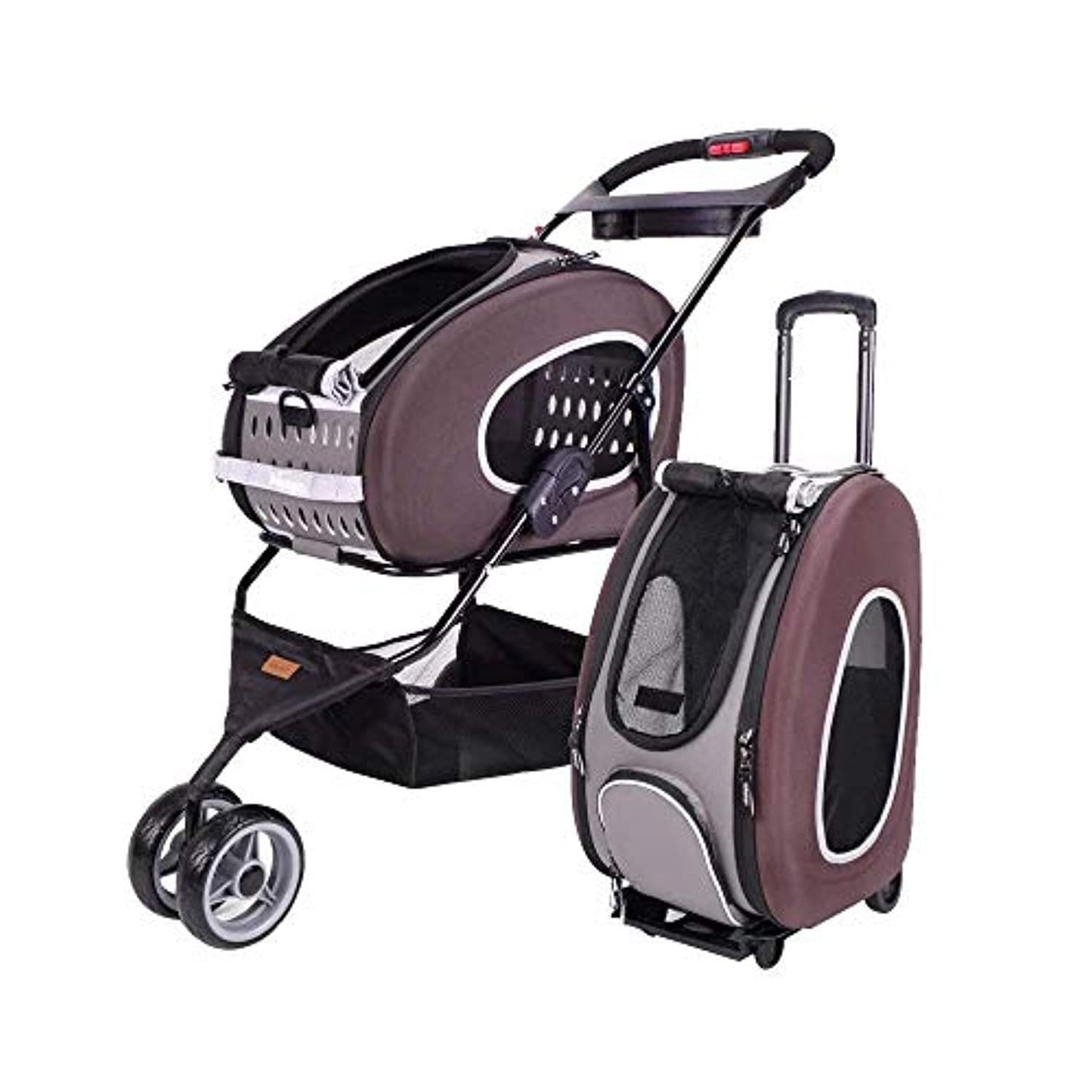 Poussette Pour Animal Domestique Multifonction 5 En 1 Marron - One PETS - TOP