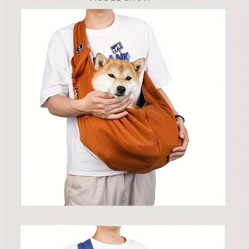 Sac bandoulière pour chien – Transport respirant, pliable et mains libres Marron One PETS-TOP