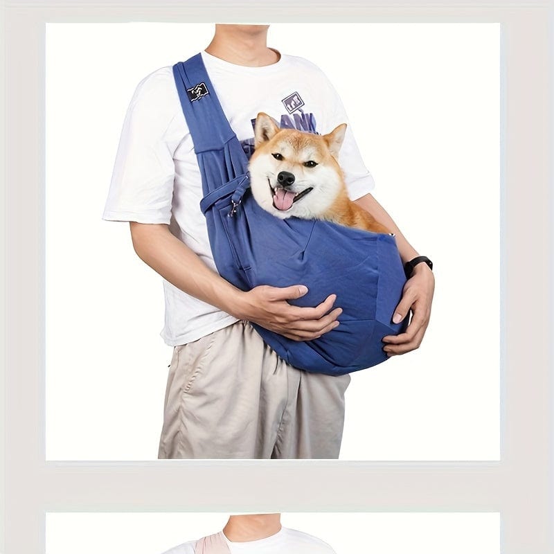 Sac bandoulière pour chien – Transport respirant, pliable et mains libres Bleu One PETS-TOP