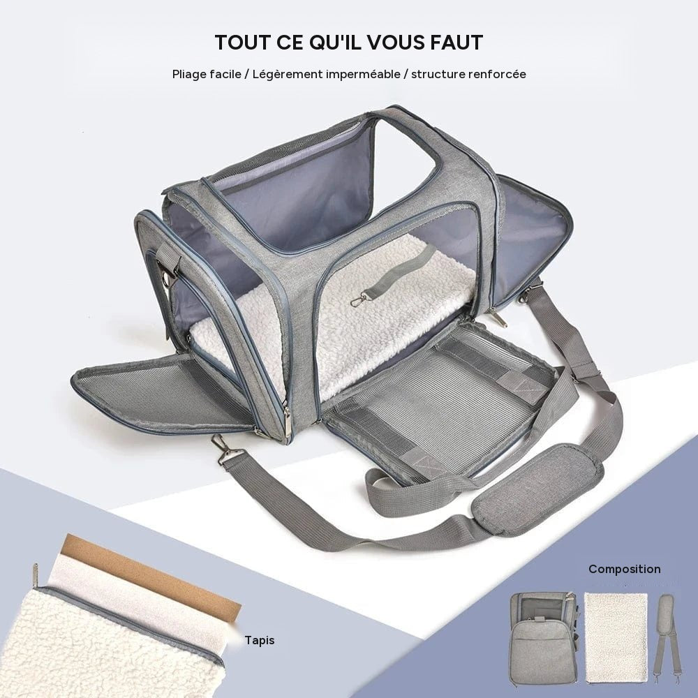 Sac de transport pour chien et chat – sac à dos latéral souple - One PETS-TOP – vue 11