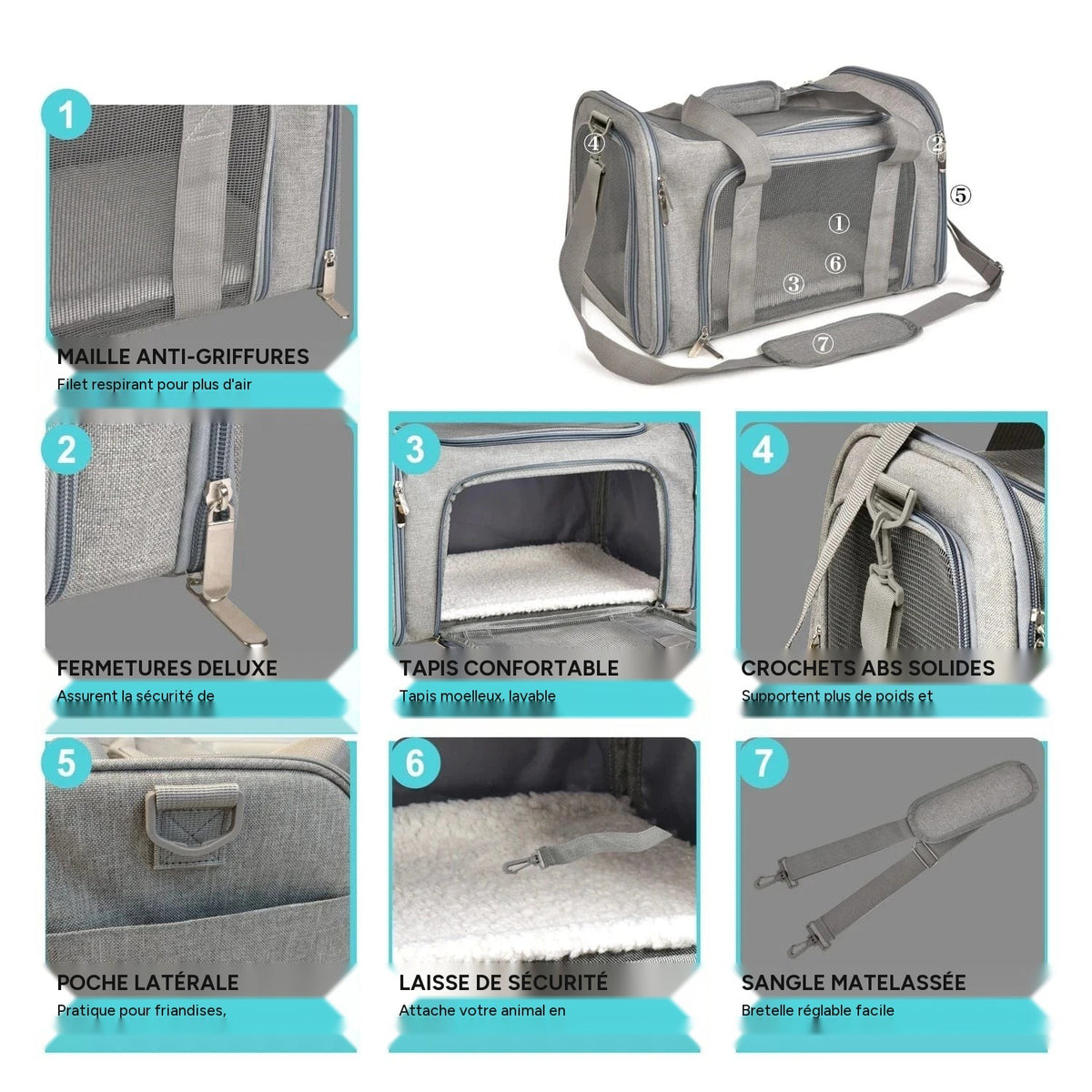 Sac de transport pour chien et chat – sac à dos latéral souple - One PETS-TOP – vue 14