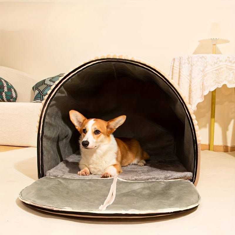Soft Sanctuary, All-Season Cozy Dog & Cat Bed - Enclosed, Washable Nylon Tent with Non-Slip Bottom for Small to Large Pets - Brown One PETS-TOP