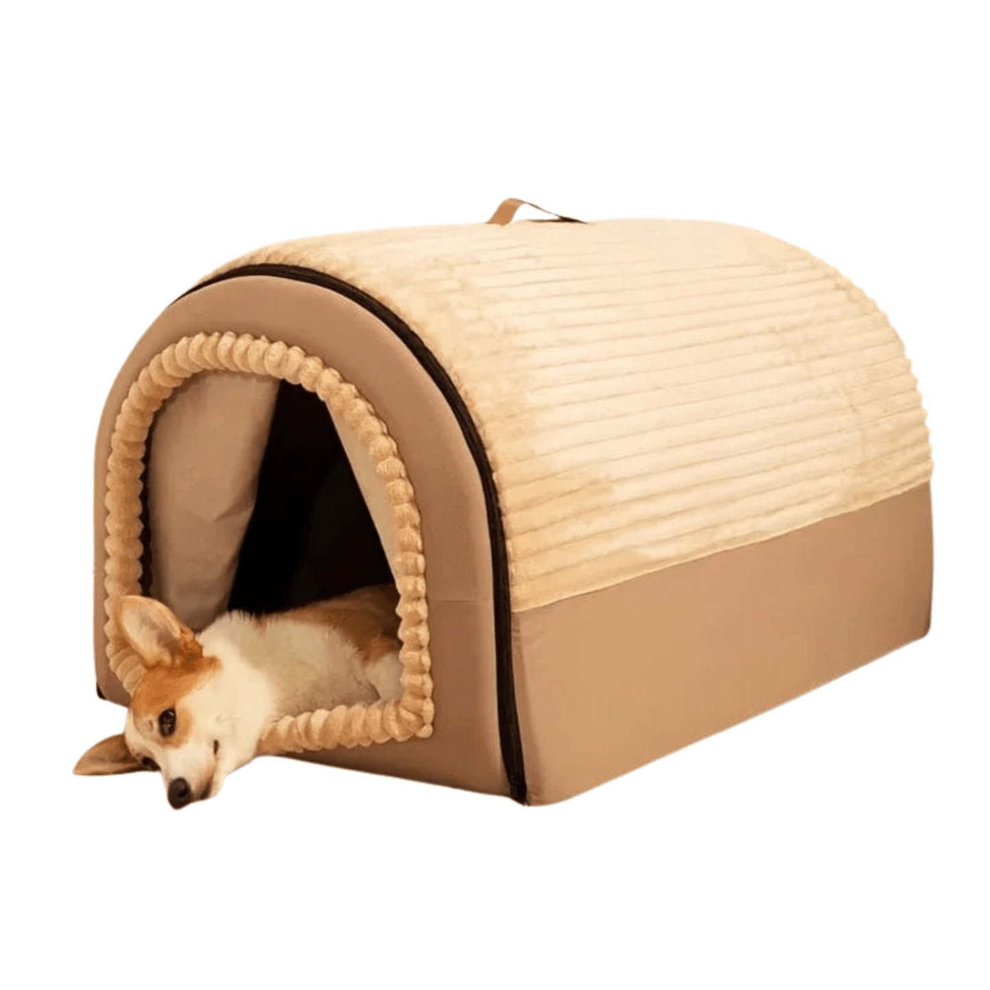 Soft Sanctuary, All-Season Cozy Dog & Cat Bed - Enclosed, Washable Nylon Tent with Non-Slip Bottom for Small to Large Pets - Brown One PETS-TOP