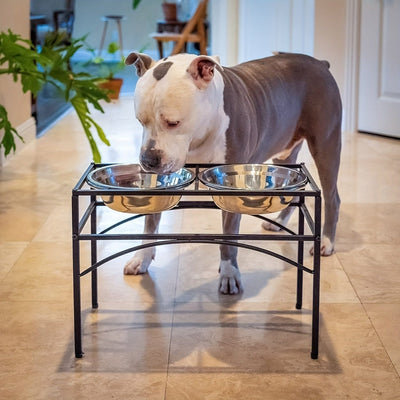 Station d’alimentation surélevée pour chien – Double gamelle inox & support métal 42*22*27CM One PETS-TOP