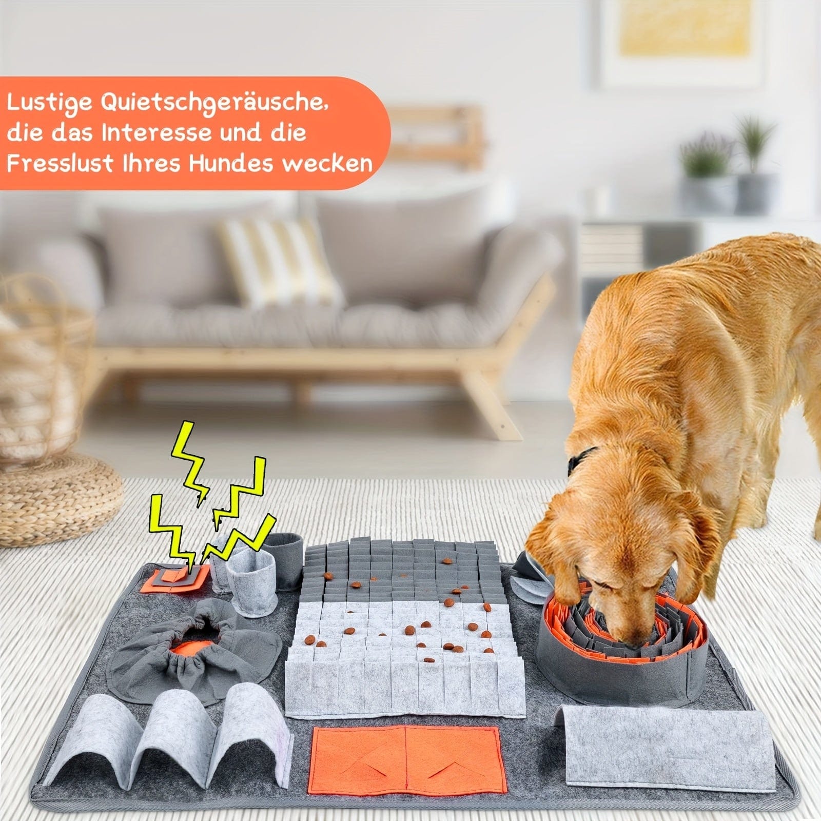 Tapis de fouille interactif XXL pour chien – Dressage, jeu & récompenses Orange One PETS-TOP