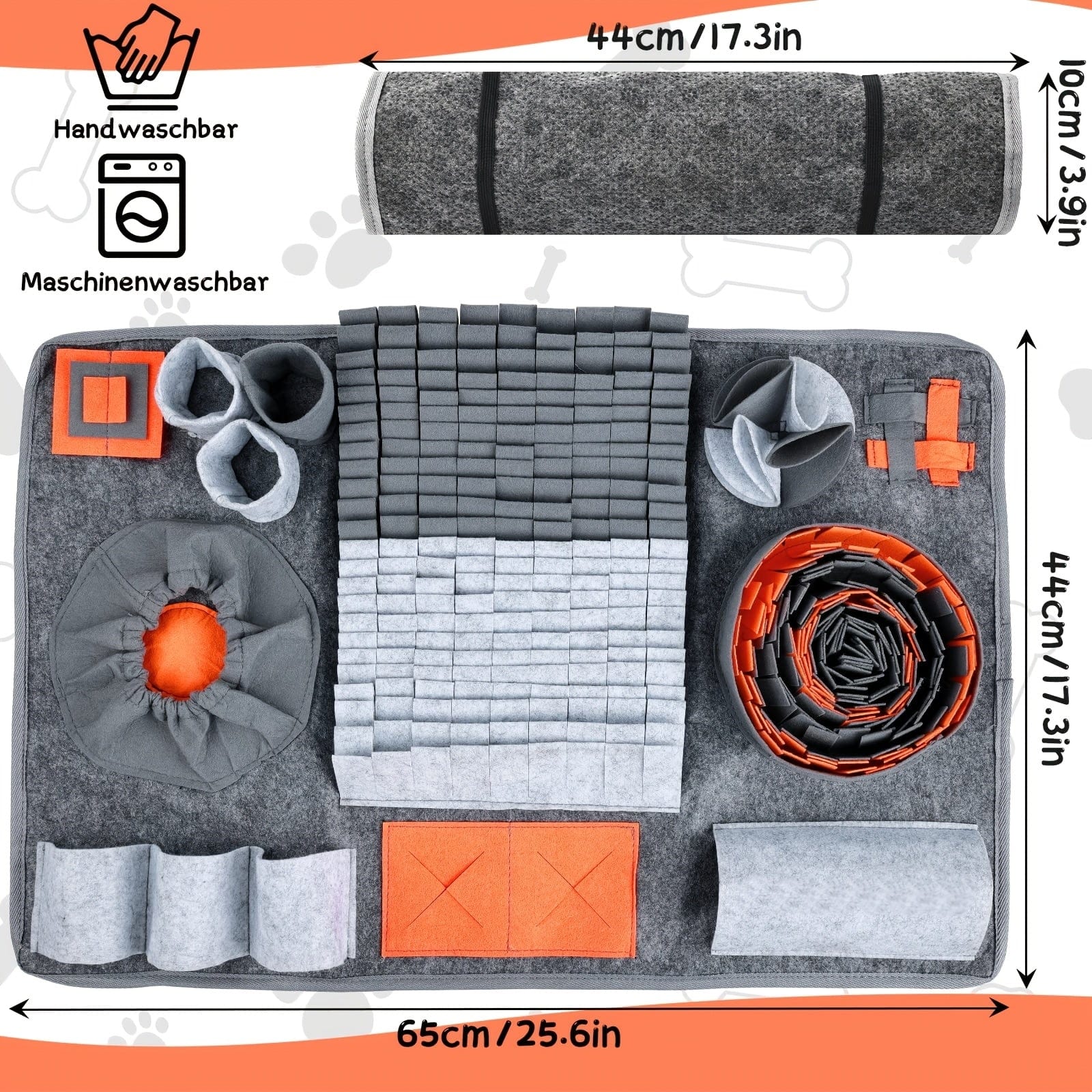 Tapis de fouille interactif XXL pour chien – Dressage, jeu & récompenses Orange One PETS-TOP