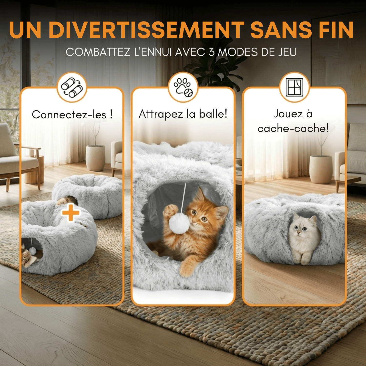 Tunnel Chat Cozy 2 en 1 - One PETS - TOP