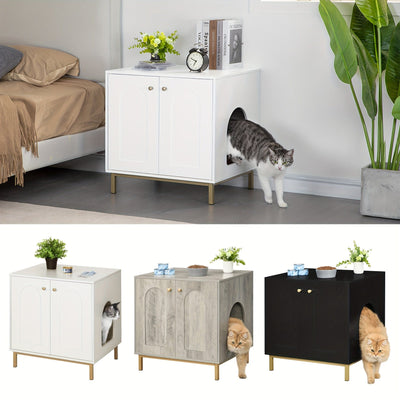Versatile Cat Litter Cabinet with Door - Sturdy Wooden Side Table, Odor-Reducing Pet House, Fits Most Boxes, 50x60x61cm One PETS-TOP
