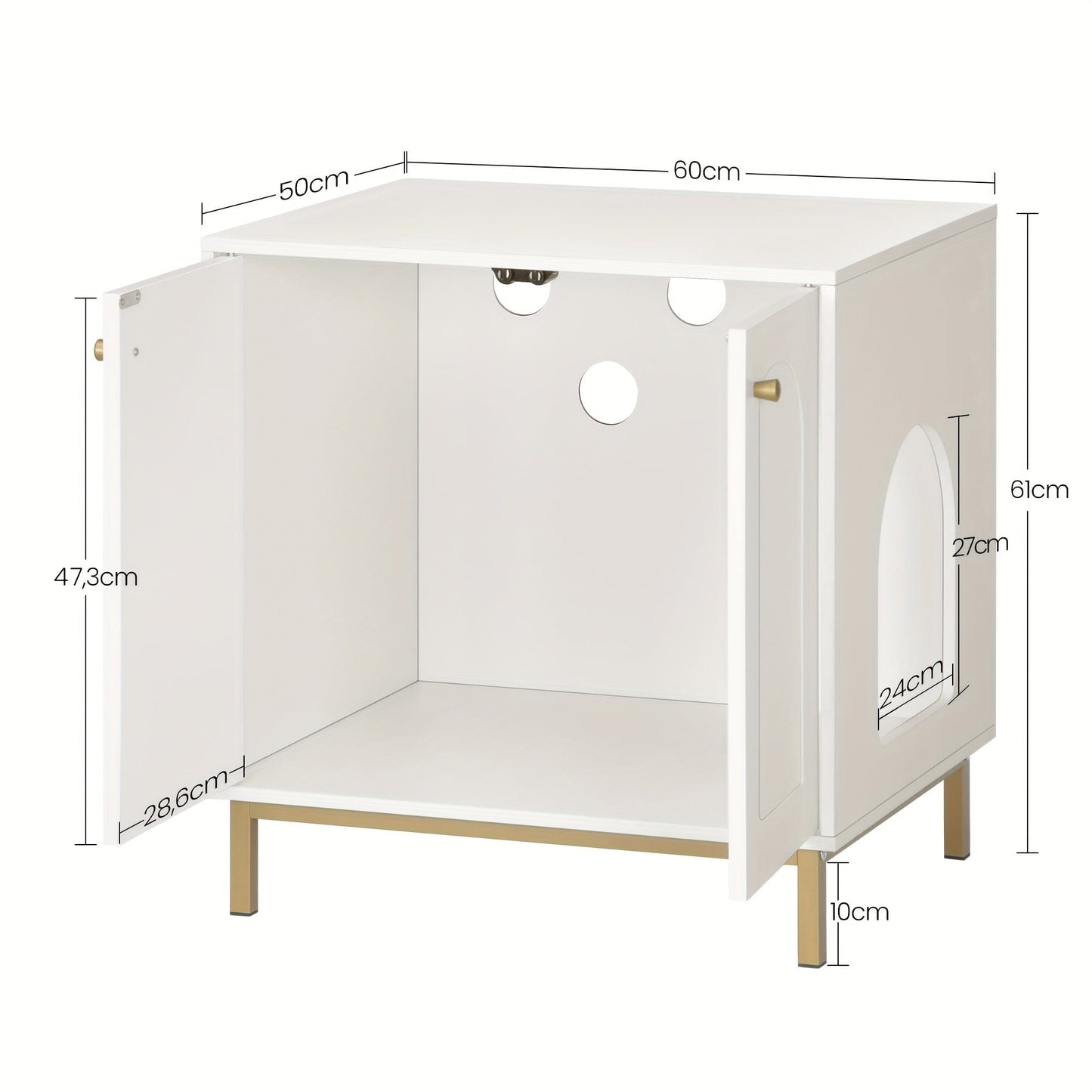 Versatile Cat Litter Cabinet with Door - Sturdy Wooden Side Table, Odor-Reducing Pet House, Fits Most Boxes, 50x60x61cm One PETS-TOP