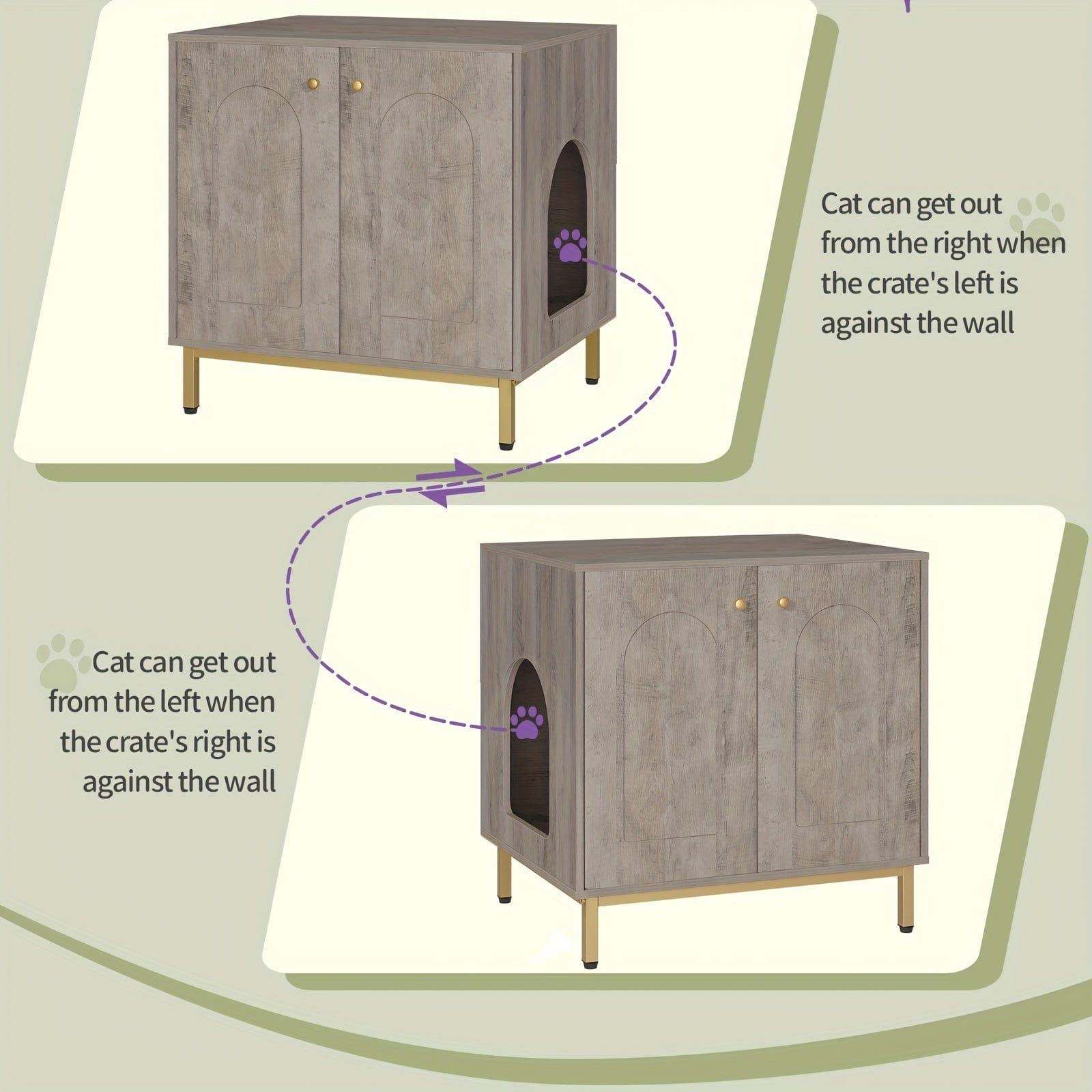 Versatile Cat Litter Cabinet with Door - Sturdy Wooden Side Table, Odor-Reducing Pet House, Fits Most Boxes, 50x60x61cm One PETS-TOP