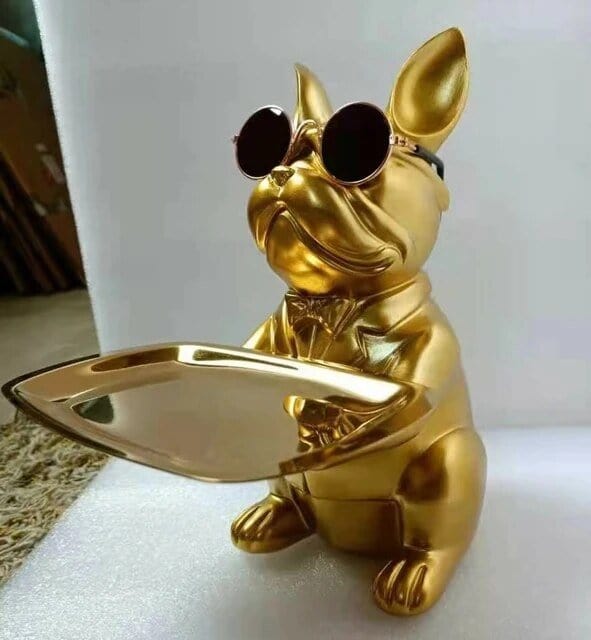 Bulldog Nordique Multifonctionnel - Statue De Rangement Orange One PETS-TOP