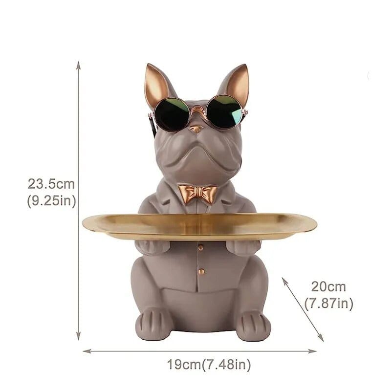 Bulldog Nordique Multifonctionnel - Statue De Rangement Orange One PETS-TOP