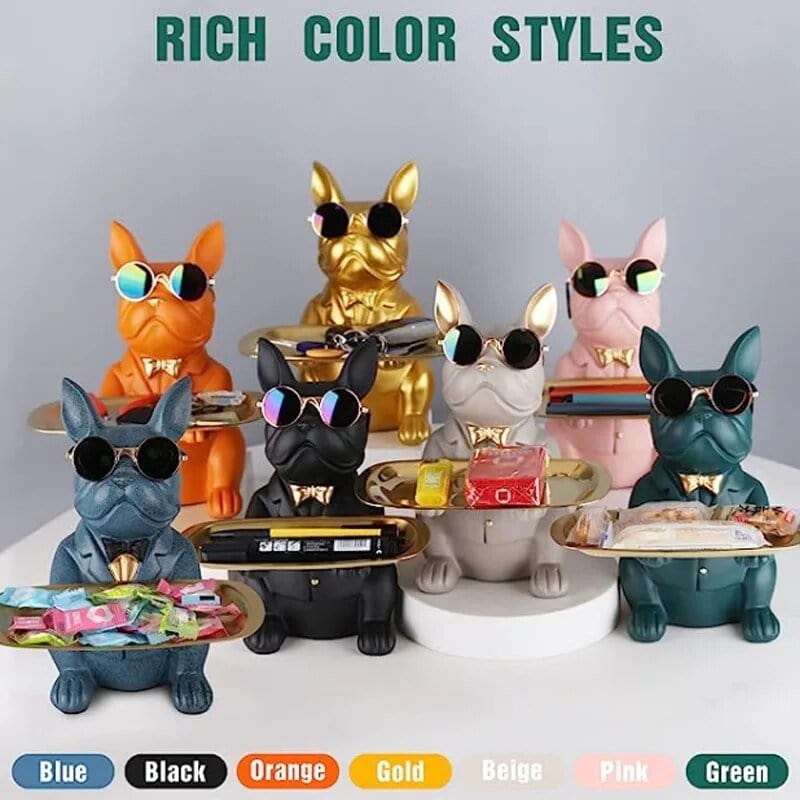 Bulldog Nordique Multifonctionnel - Statue De Rangement Orange One PETS-TOP