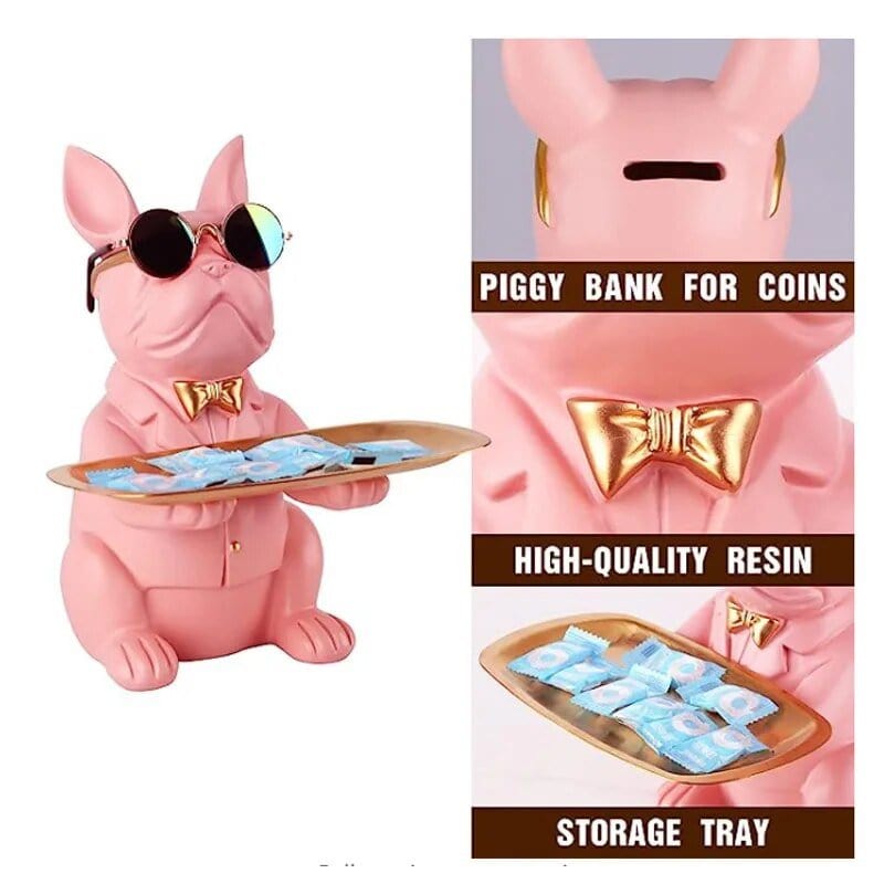 Bulldog Nordique Multifonctionnel - Statue De Rangement Orange One PETS-TOP