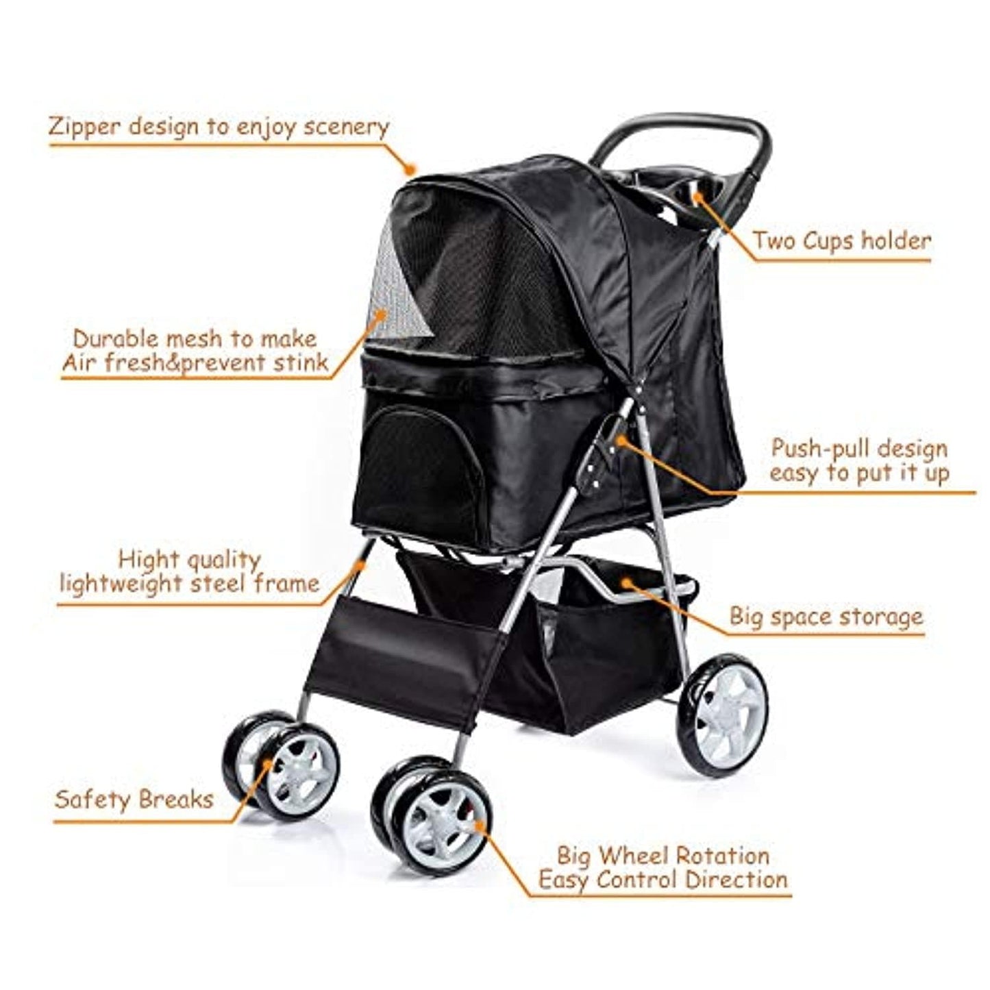 Chariot De Luxe Pour Animaux De Compagnie Rose One PETS-TOP